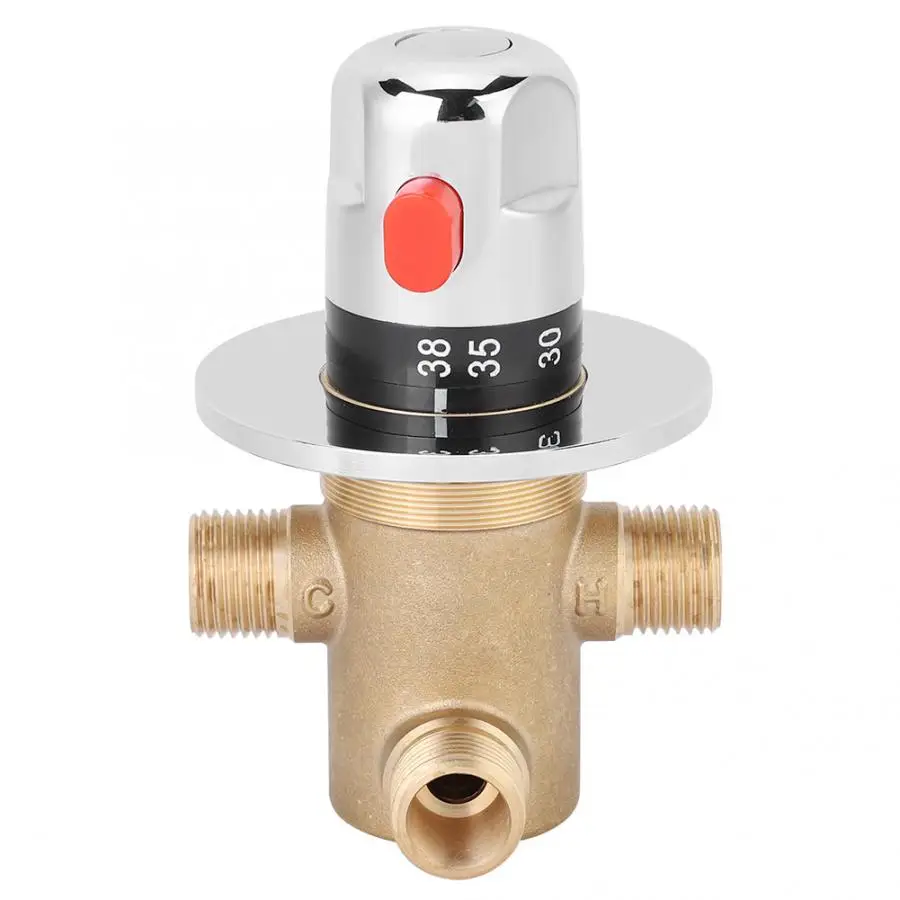

G1/2in 3 Way Brass Thermostatic Mixing Valve Faucet Temperature Mixer Control Valve Home Bathroom