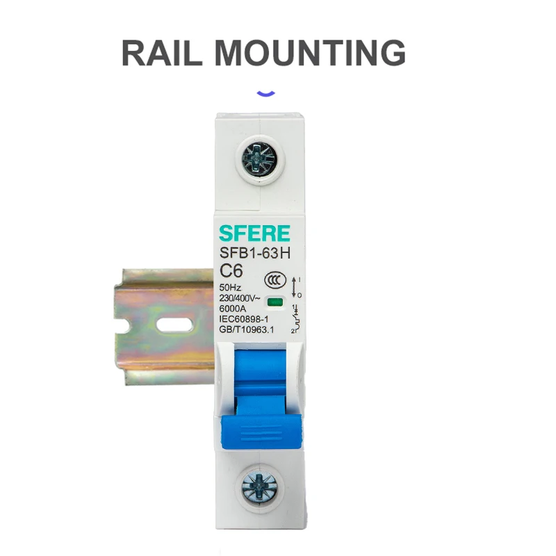 AC Din Rail Mounting MCB 1P Mini Circuit Breaker 50/60Hz 6KA C 6/10/16/20/25/32/40/50/63A-Overload,Short Circuit Protection
AC Din Rail Mounting MCB 1P Mini Circuit Breaker 50/60Hz 6KA C 6/10/16/20/25/32/40/50/63A-Overload,Short Circuit Protection