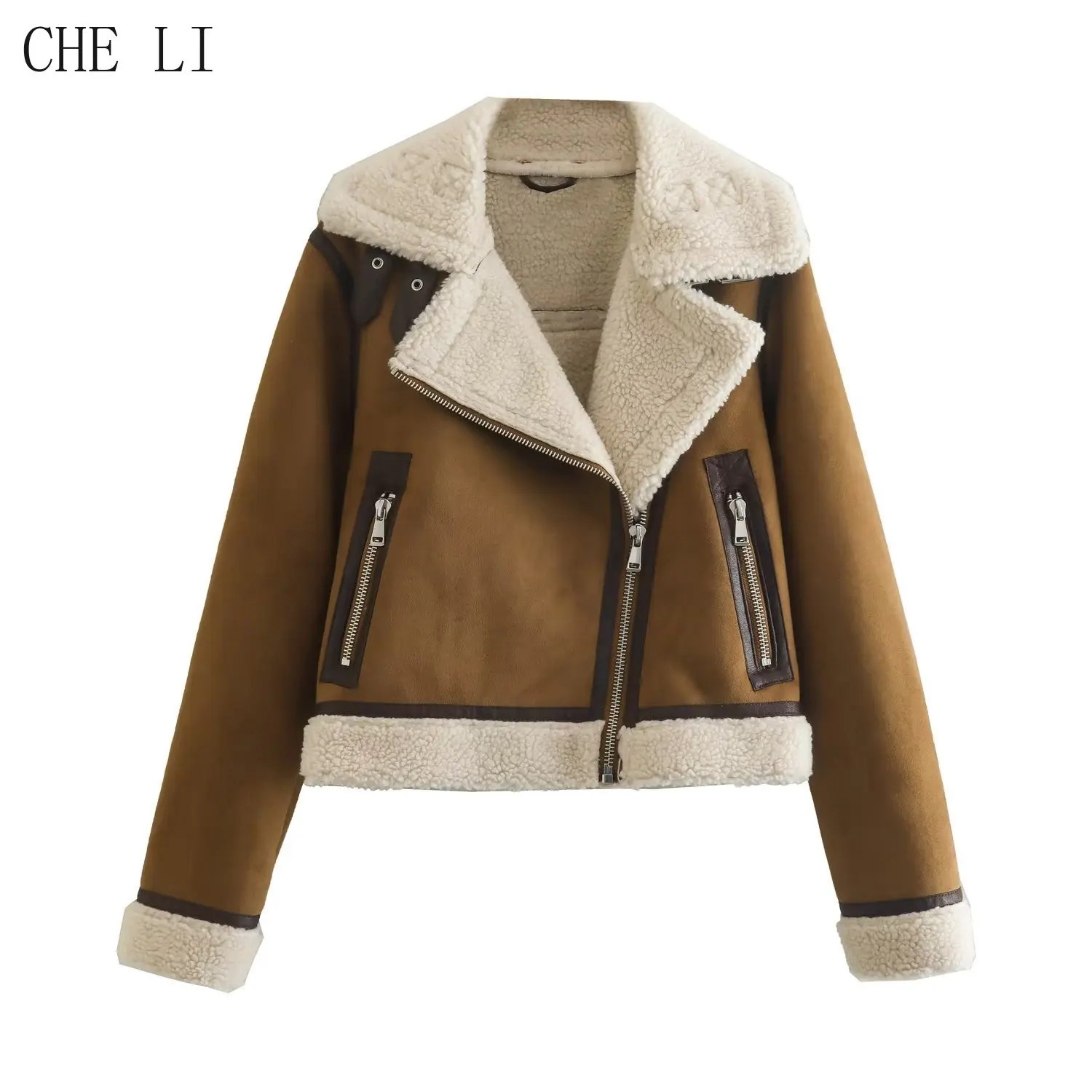 Vintage Warm Motorcycle Jacket Women's High Street Short Lamb Fleece Top Outwear Winter Loose Fur All-in-one Suede Jacket Female
Vintage Warm Motorcycle Jacket Women's High Street Short Lamb Fleece Top Outwear Winter Loose Fur All-in-one Suede Jacket Female
