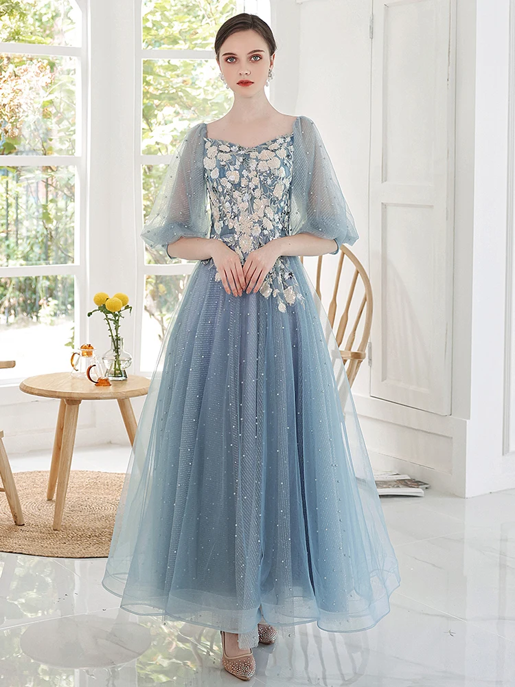 Luxury Blue Women Evening Dresses Elegant Square Neck A-Line Floor-Length Long Formal Gowns With Appliques For Wedding Party
Luxury Blue Women Evening Dresses Elegant Square Neck A-Line Floor-Length Long Formal Gowns With Appliques For Wedding Party