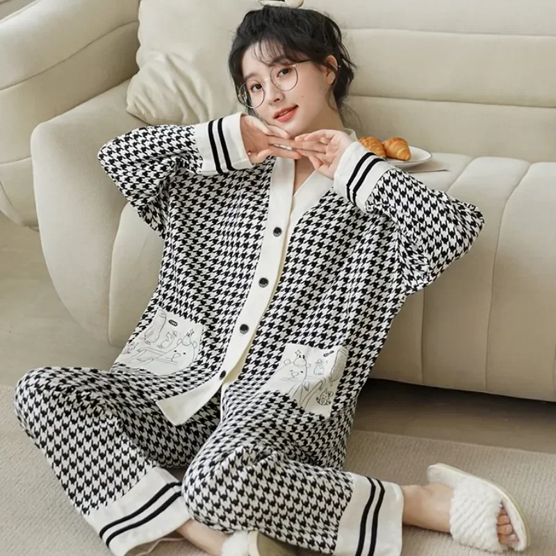 Spring Autumn Women Pyjamas Polka Dots Sleepwear Polyester Cartoon Print Pajama Sets Pijama Mujer Homewear Clothing Nightwear
Spring Autumn Women Pyjamas Polka Dots Sleepwear Polyester Cartoon Print Pajama Sets Pijama Mujer Homewear Clothing Nightwear
