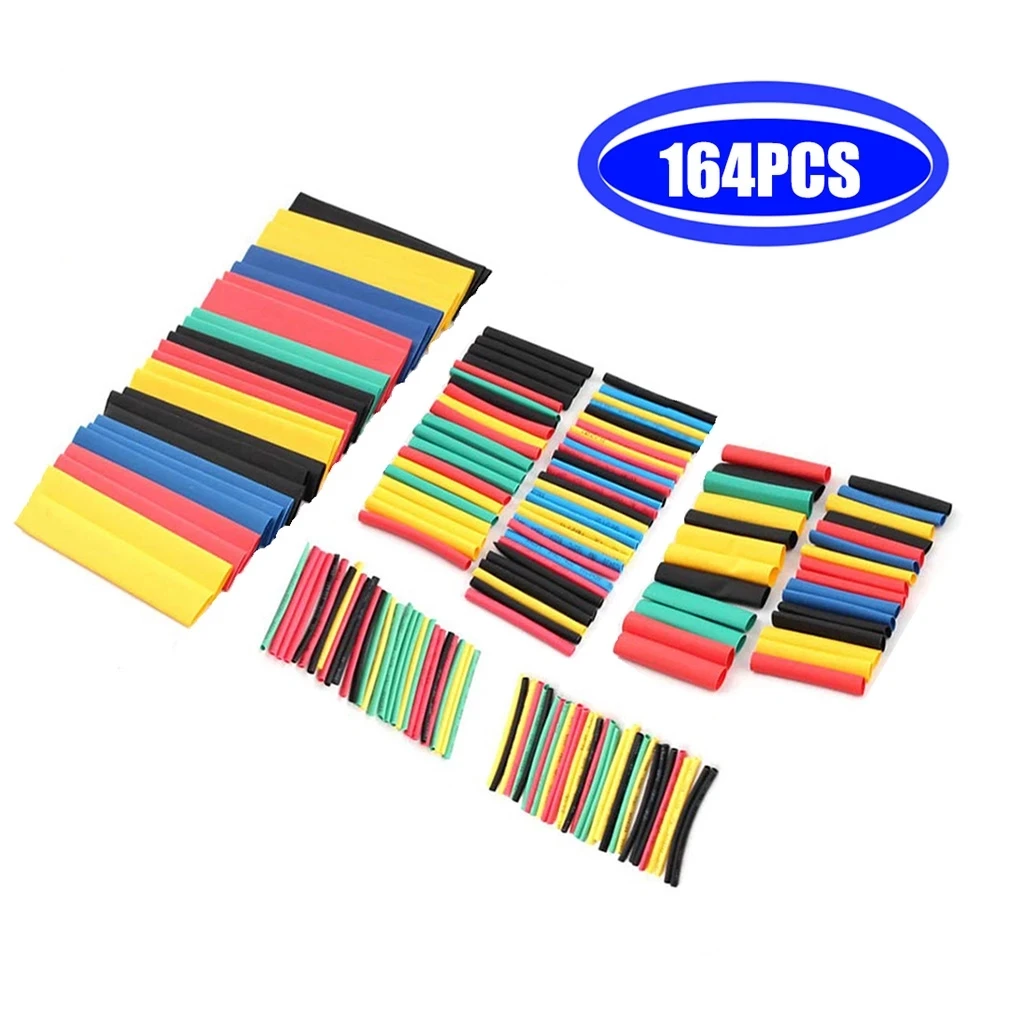 

164Pcs Heat shrink tube kit Insulation Sleeving Polyolefin Shrinking Assorted Heat Shrink Tubing Wire Cable