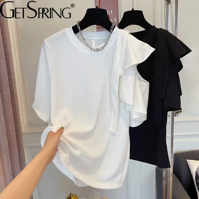 GetSpring Women T Shirt Asymmetrical Butterfly Sleeve Tshirt Solid Loose Leisure All Match Tee Shirt Female Top Summer 2022 New
GetSpring Women T Shirt Asymmetrical Butterfly Sleeve Tshirt Solid Loose Leisure All Match Tee Shirt Female Top Summer 2022 New