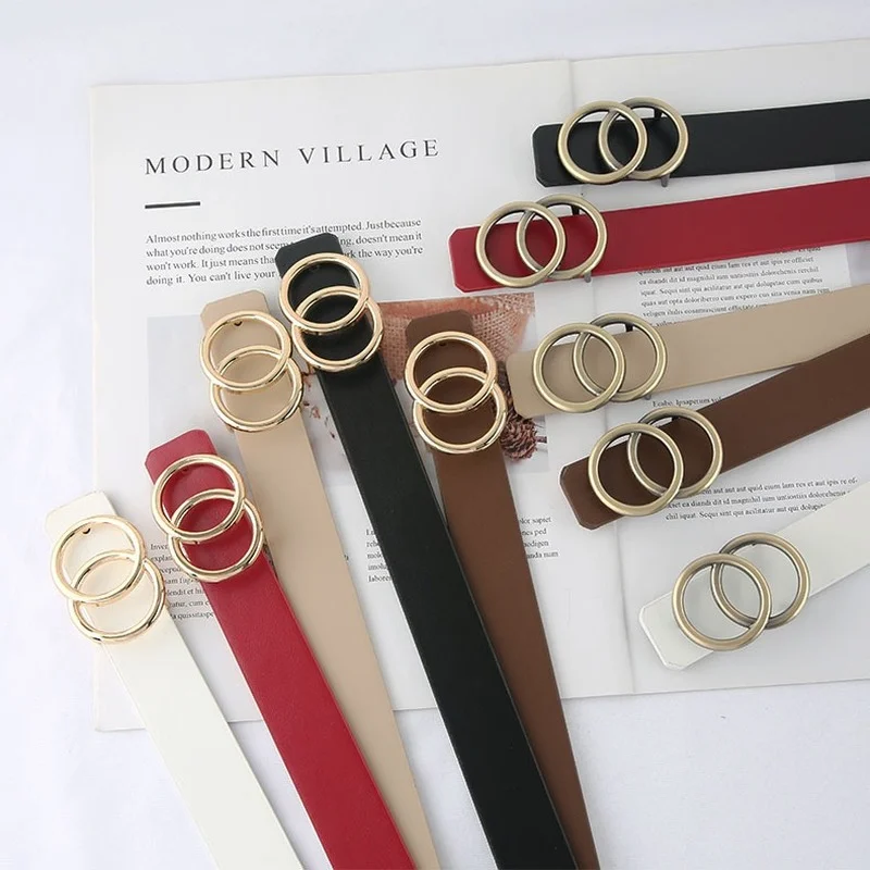 Double Ring Women Belt Fashion Waist Belt PU Leather Metal Buckle Heart Pin Belts For Ladies Leisure Dress Jeans Wild Waistband
Double Ring Women Belt Fashion Waist Belt PU Leather Metal Buckle Heart Pin Belts For Ladies Leisure Dress Jeans Wild Waistband