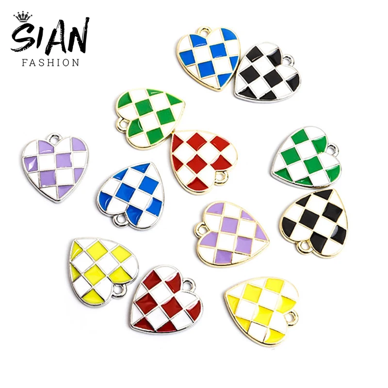 10pcs/Lot Colorful Enamel Plaid Heart Charms for Pendant Necklace Keychains Earrings DIY Jewelry Making Handmade Accessories
10pcs/Lot Colorful Enamel Plaid Heart Charms for Pendant Necklace Keychains Earrings DIY Jewelry Making Handmade Accessories