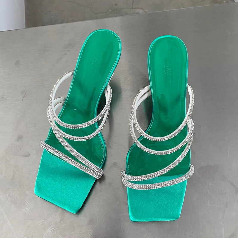 Women Pumps Slippers Thin High Heels Sandals 2022 New Summer Fashion Casual Ladies Rhinestones Slides Green Female Rubber Shoes
Women Pumps Slippers Thin High Heels Sandals 2022 New Summer Fashion Casual Ladies Rhinestones Slides Green Female Rubber Shoes