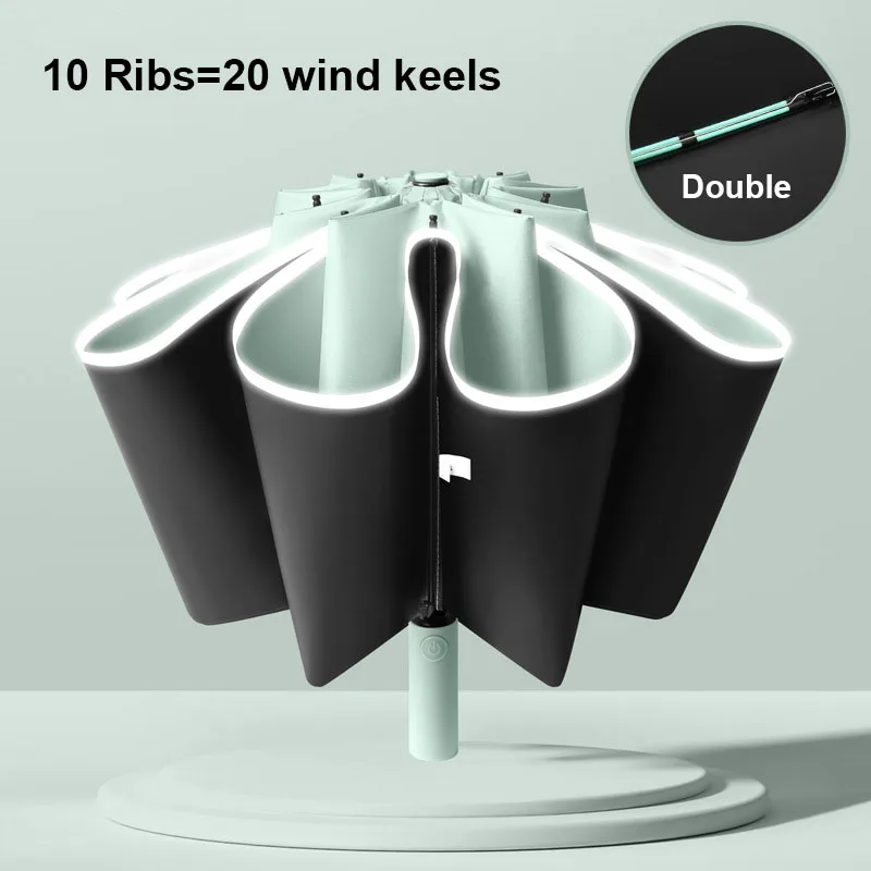 Windproof Reverse Automatic Umbrella Rain Women Men 3 Folding Large Business Car Umbrellas 10 Ribs Reflective Stripe Sun Parasol
Windproof Reverse Automatic Umbrella Rain Women Men 3 Folding Large Business Car Umbrellas 10 Ribs Reflective Stripe Sun Parasol