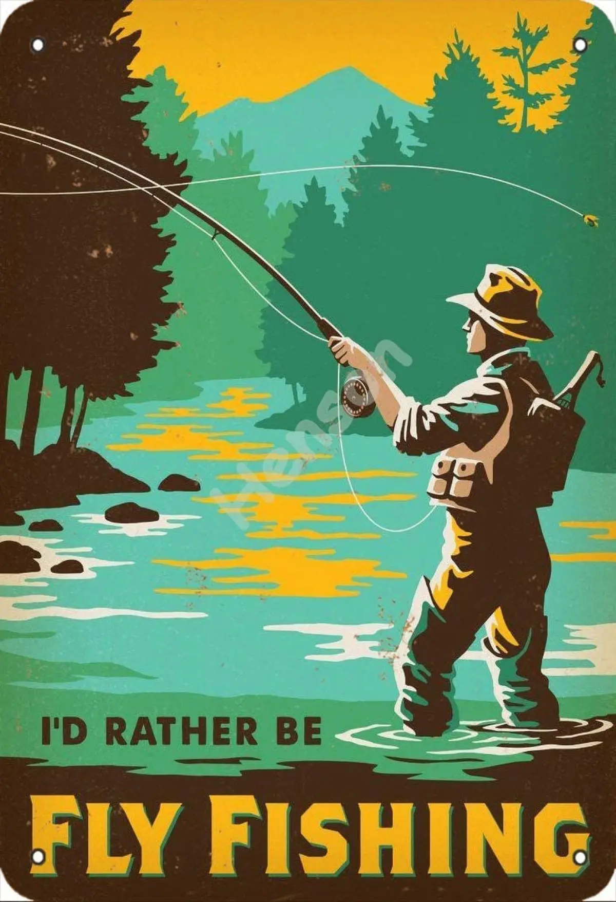 I'D Rather Be Fly Fishing Vintage Tin Sign Art Iron Painting Rusty Poster Decoration Aluminum plaque
I'D Rather Be Fly Fishing Vintage Tin Sign Art Iron Painting Rusty Poster Decoration Aluminum plaque