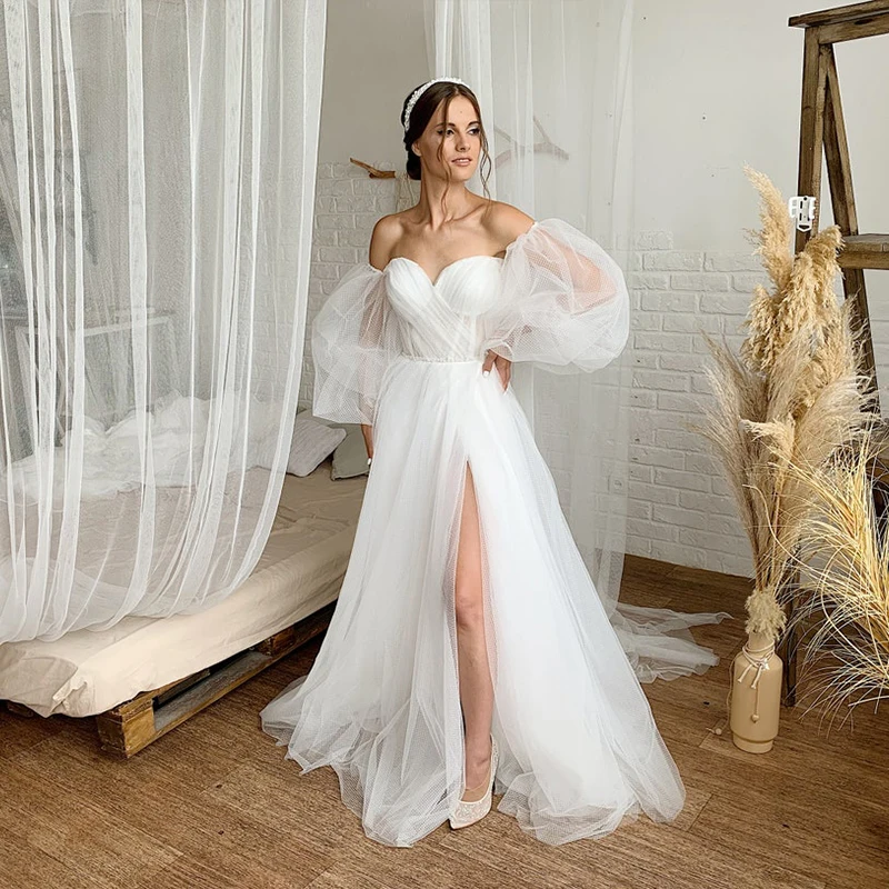 New Split Boho Wedding Dress 2022 Detachable Puff Sleeves Bridal Gowns Off the Shoulder Robe Mariee Vestidos De Noiva
New Split Boho Wedding Dress 2022 Detachable Puff Sleeves Bridal Gowns Off the Shoulder Robe Mariee Vestidos De Noiva