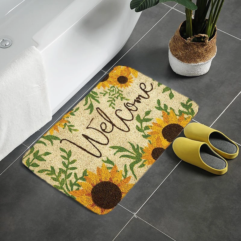 

Welcome Doormat Entrance Mat Area Rugs Carpet Hallway 9 Patterns Printed Antiskid Floor Mat Funny Flannel Kitchen Mats For Floor