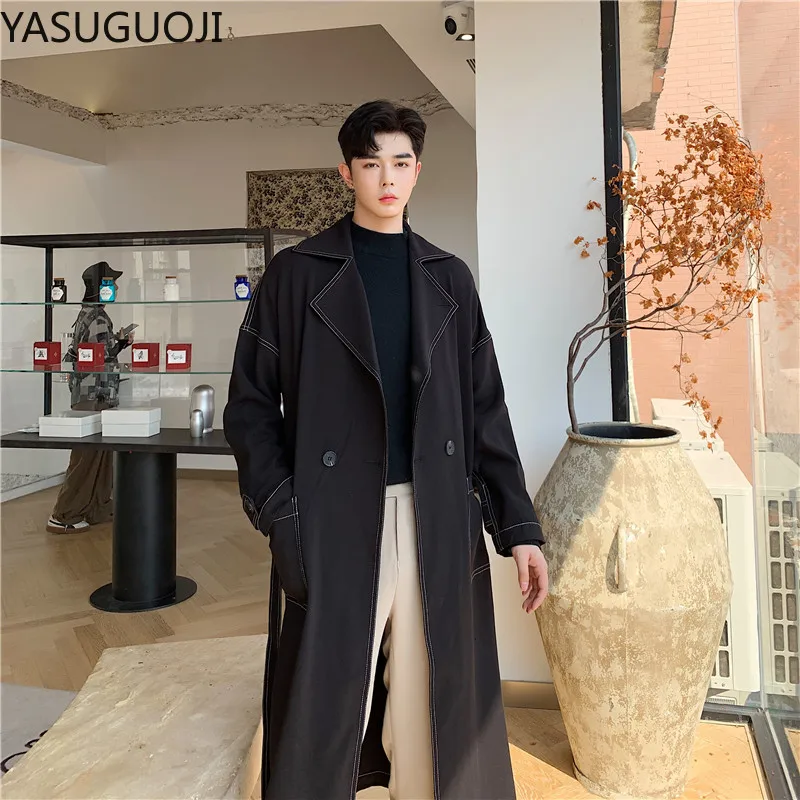 YASUGUOJI Men's Dark Academia Aesthetic Double-breasted Long Over-knee Trench Coat Overisze Windbreaker With Belt 2021 Coat Men
YASUGUOJI Men's Dark Academia Aesthetic Double-breasted Long Over-knee Trench Coat Overisze Windbreaker With Belt 2021 Coat Men