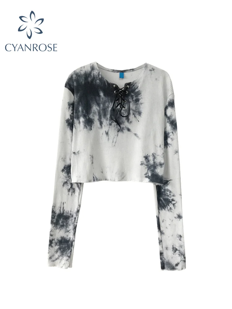 Tie Dye Knit Rib Crop T Shirt 2022 Summer E-Girl High Street Tide Long Sleeve Lace Up Crewneck Harajuku Tees Retro Club Ins Tops
Tie Dye Knit Rib Crop T Shirt 2022 Summer E-Girl High Street Tide Long Sleeve Lace Up Crewneck Harajuku Tees Retro Club Ins Tops