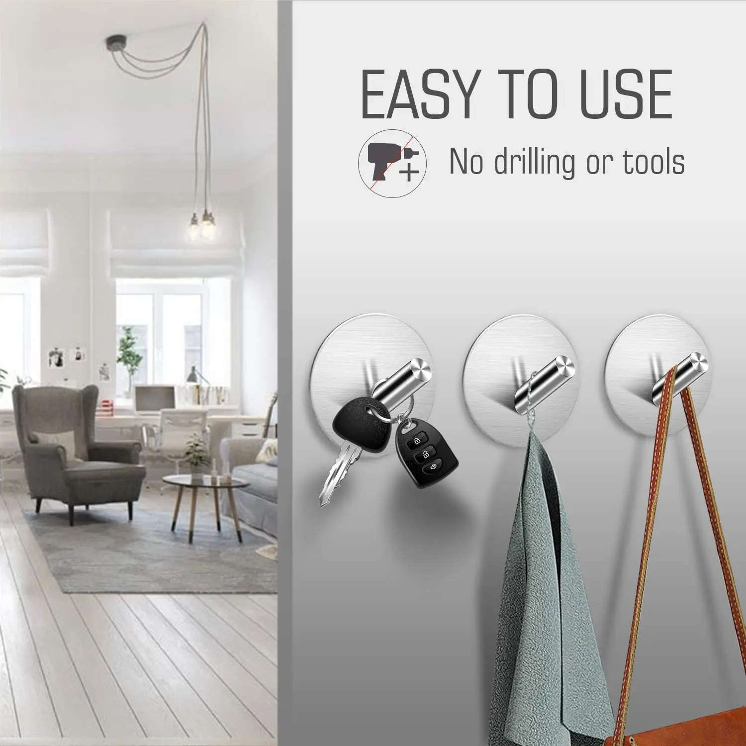 Round Adhesive Hooks Self Adhesive Wall Mounted Hangers for Bathroom Kitchen Doors, Heavy Duty Brushed Stainless Steel
Round Adhesive Hooks Self Adhesive Wall Mounted Hangers for Bathroom Kitchen Doors, Heavy Duty Brushed Stainless Steel