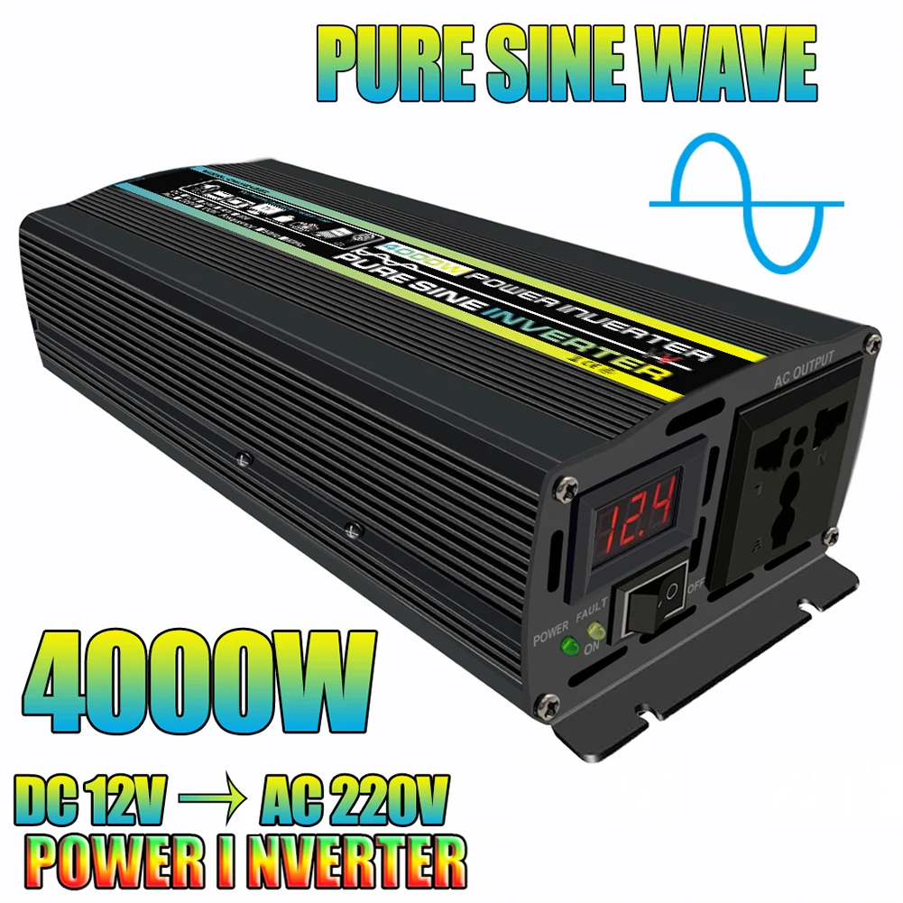 

800W Pure Sine Wave Inverter DC 12V/24V To AC 220V Solar Car Power Converter LED Voltage Screen Display Car Inverters