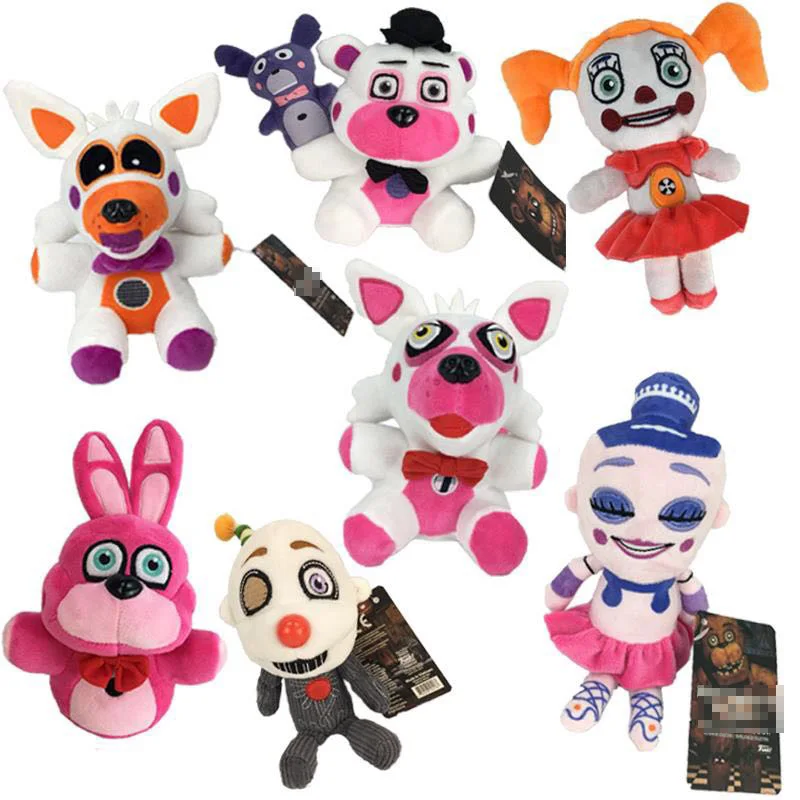 18 см FNAF плюшевые игрушки, сестра, местоположение, кролик, медведь, Бонни, Фокси, ребенок, балора, клоун, плюшевые игрушки, кукла
18 см FNAF плюшевые игрушки, сестра, местоположение, кролик, медведь, Бонни, Фокси, ребенок, балора, клоун, плюшевые игрушки, кукла