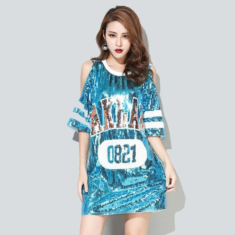Women 's Sequined T-shirt Shiny Bling Long Loose Half-Sleeve T-shirt Kawaii Clothes Dance Performanc Outwear Clothes Wholesale
Women 's Sequined T-shirt Shiny Bling Long Loose Half-Sleeve T-shirt Kawaii Clothes Dance Performanc Outwear Clothes Wholesale