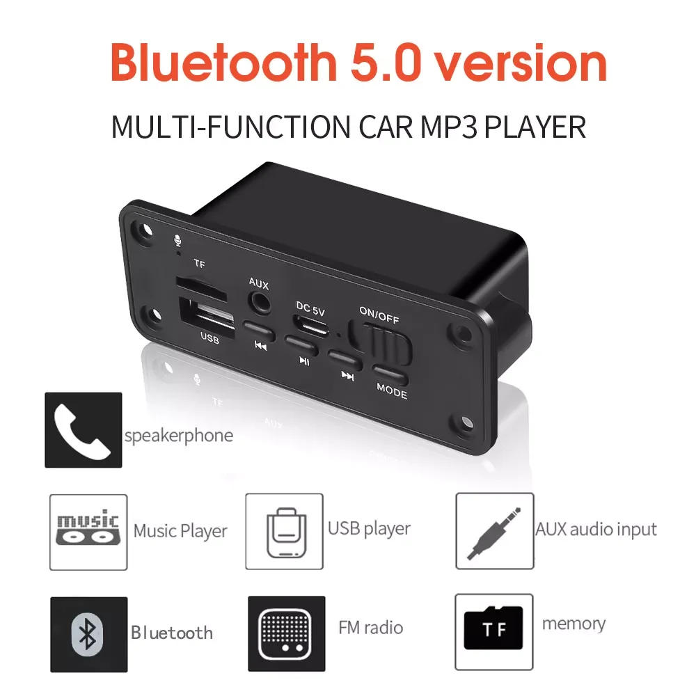 Speaker Mp3 Player Bluetooth 5.0 MP3 Player Decoder Board 2 x 3W Fashionable Speaker Car FM Radio Module 5V TF USB AUX Audio For
Speaker Mp3 Player Bluetooth 5.0 MP3 Player Decoder Board 2 x 3W Fashionable Speaker Car FM Radio Module 5V TF USB AUX Audio For