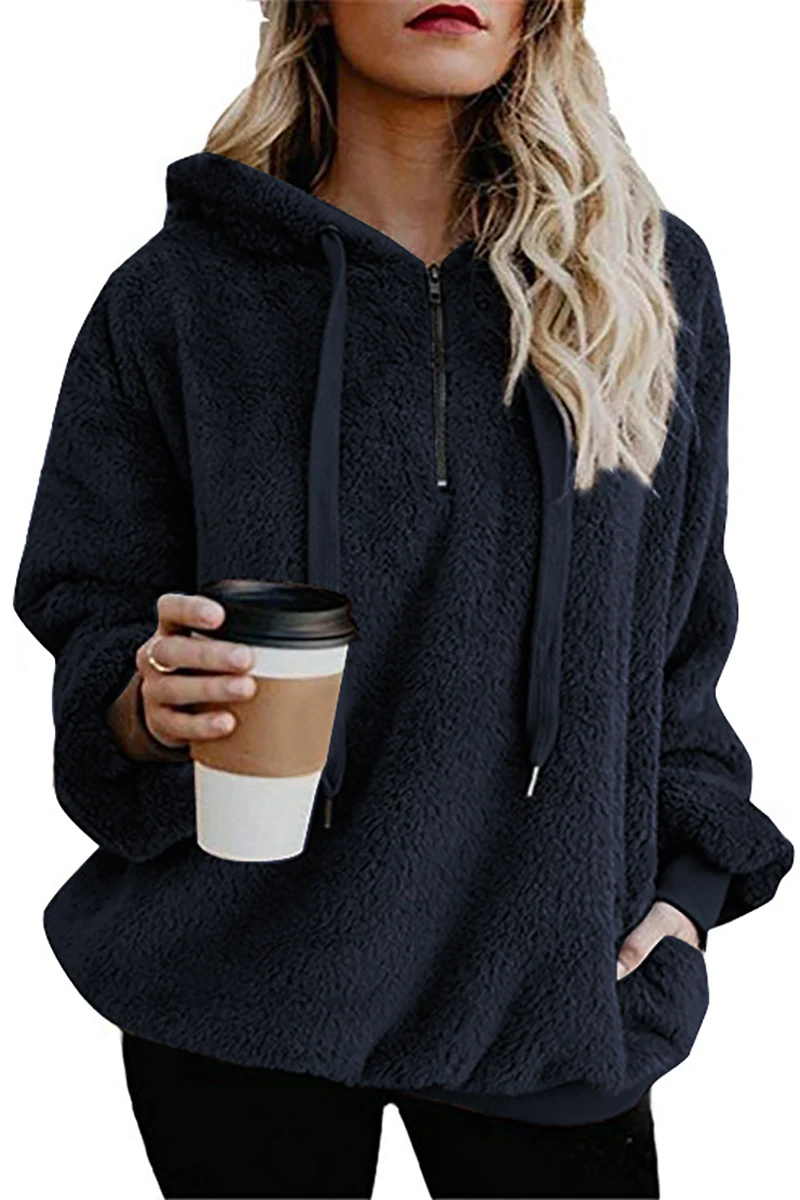 Winter Women's New Long Sleeve Zipper Pullovers Hooded Coats Fashion Solid Casual Streetwear Loose Fleece Jacket
Winter Women's New Long Sleeve Zipper Pullovers Hooded Coats Fashion Solid Casual Streetwear Loose Fleece Jacket