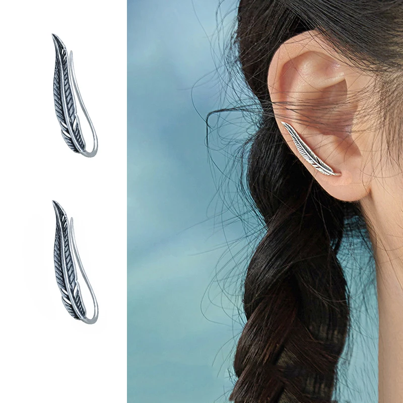 Retro Handmade Silver Color Feather Leaf Ear Clips Earring Gifts For Girl Female Design Simple U-Shaped Ear Clip Party Jewelry
Retro Handmade Silver Color Feather Leaf Ear Clips Earring Gifts For Girl Female Design Simple U-Shaped Ear Clip Party Jewelry
