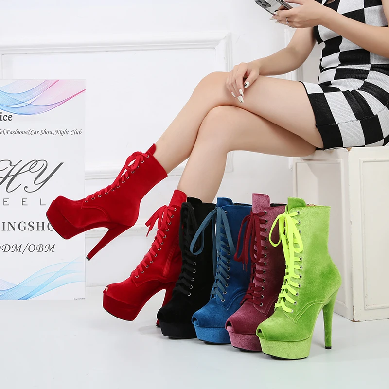 New 15cm High Heels Stiletto Boots Pole Dancing Boots Peep Toe Ankle Boots Women Party Dress Shoes
New 15cm High Heels Stiletto Boots Pole Dancing Boots Peep Toe Ankle Boots Women Party Dress Shoes