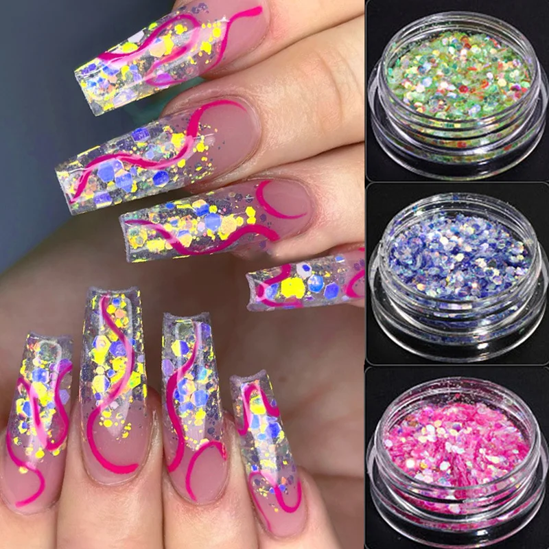 Nail Glitter Powder Sparkling Pink Purple Mix Flakes Sequins Slices Chrome Pigment Dust Holographic Nail DIY Art Decoration YZL1
Nail Glitter Powder Sparkling Pink Purple Mix Flakes Sequins Slices Chrome Pigment Dust Holographic Nail DIY Art Decoration YZL1