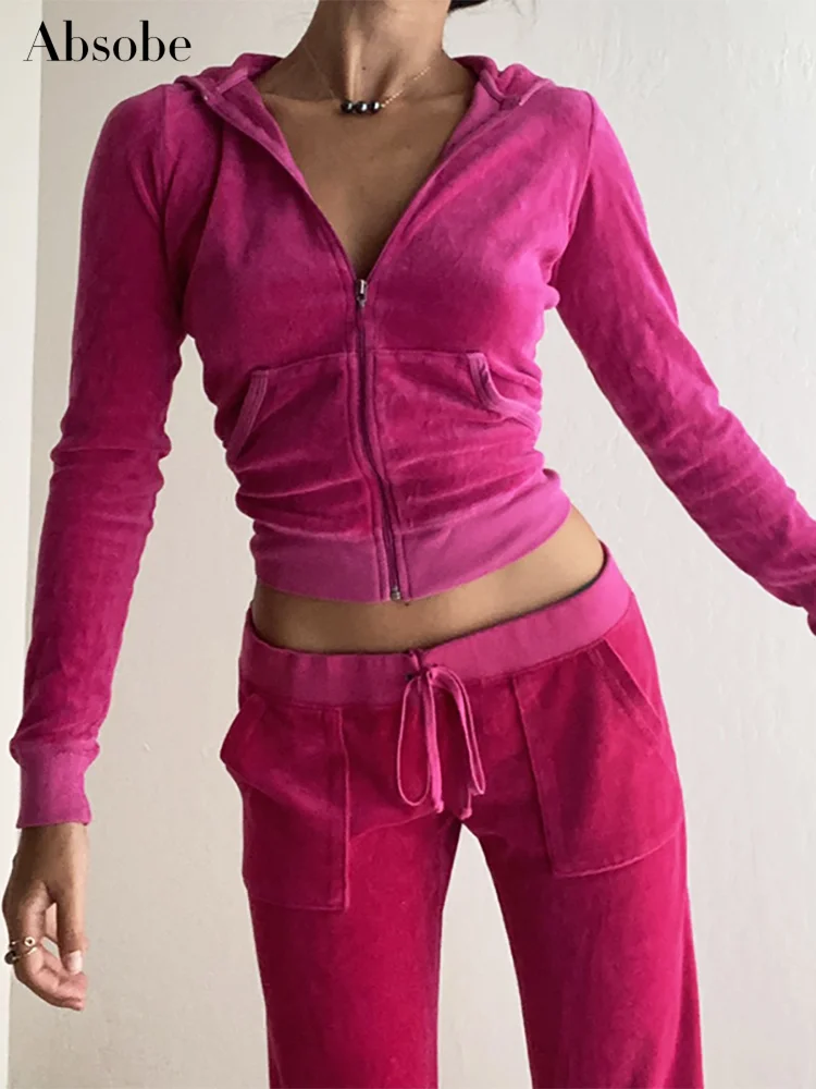 Absobe Pink Zipper Hooded Sweater Pants Set Women Long Sleeve Patchwork Crop Jacket Lacing Flare Trousers Autumn Casual Outfit
Absobe Pink Zipper Hooded Sweater Pants Set Women Long Sleeve Patchwork Crop Jacket Lacing Flare Trousers Autumn Casual Outfit