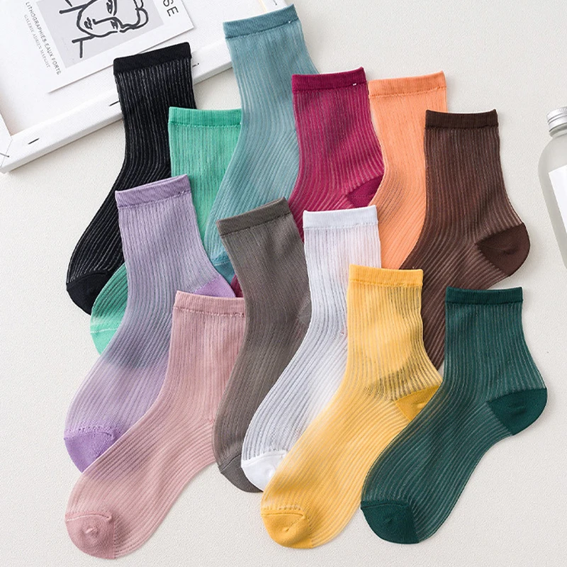 Women Thin Socks Transparent Ultra-thin Crystal Silk Sock Fashion Breathable High Quality Mid-tube Elastic Cream Color Girls Sox
Women Thin Socks Transparent Ultra-thin Crystal Silk Sock Fashion Breathable High Quality Mid-tube Elastic Cream Color Girls Sox