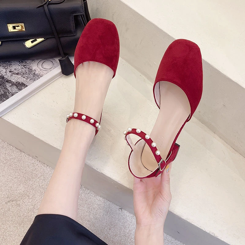 Square Toe Red Single Shoes Women, 2022 Spring and Summer New Suede High Heels Red Thick Heel Buckle High Heel Sandals Women
Square Toe Red Single Shoes Women, 2022 Spring and Summer New Suede High Heels Red Thick Heel Buckle High Heel Sandals Women