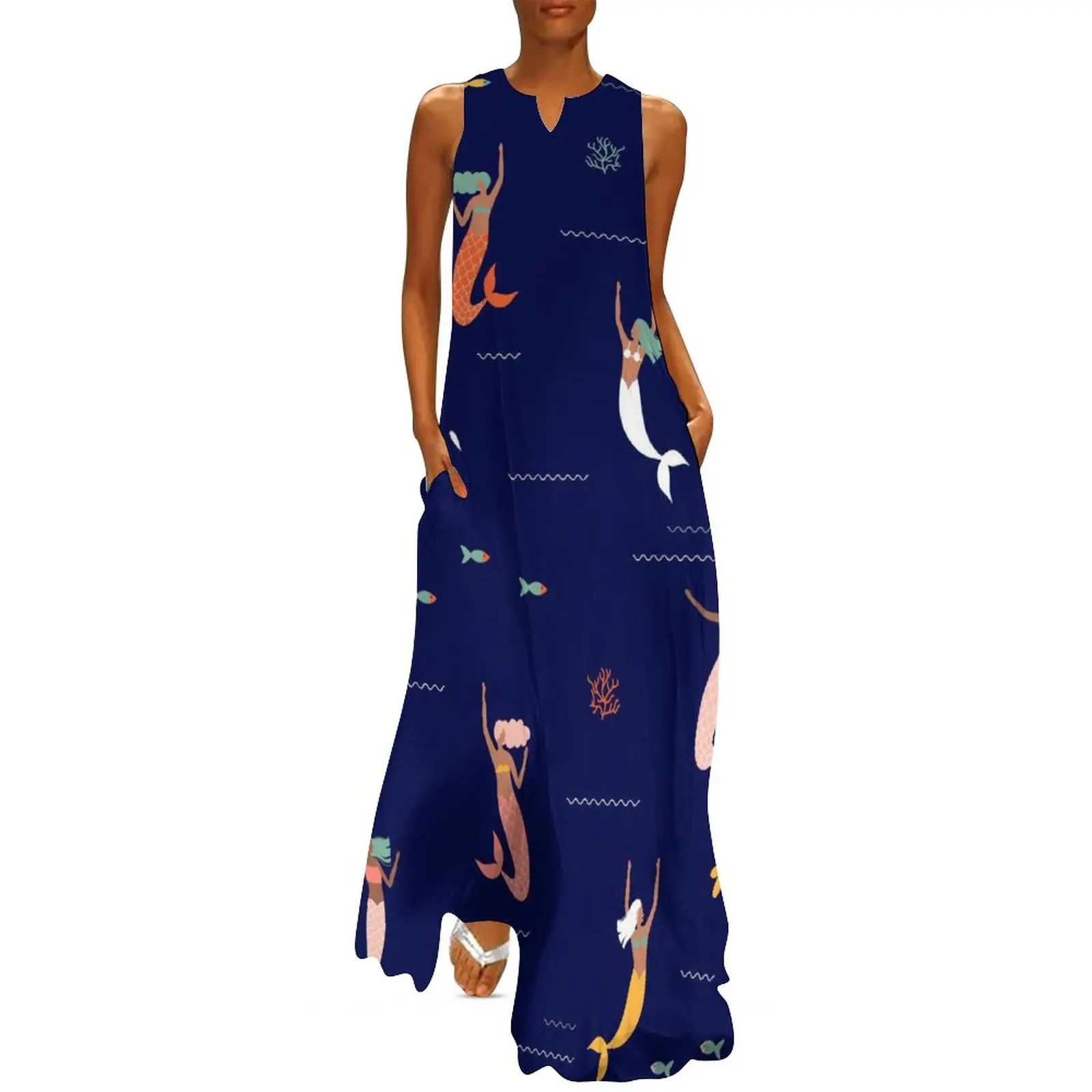 Cartoon Mermaid Dress Summer Mermaids Playing In The Sea Street Boho Beach Long Dresses Print Vintage Maxi Dress Big Size 5XL
Cartoon Mermaid Dress Summer Mermaids Playing In The Sea Street Boho Beach Long Dresses Print Vintage Maxi Dress Big Size 5XL