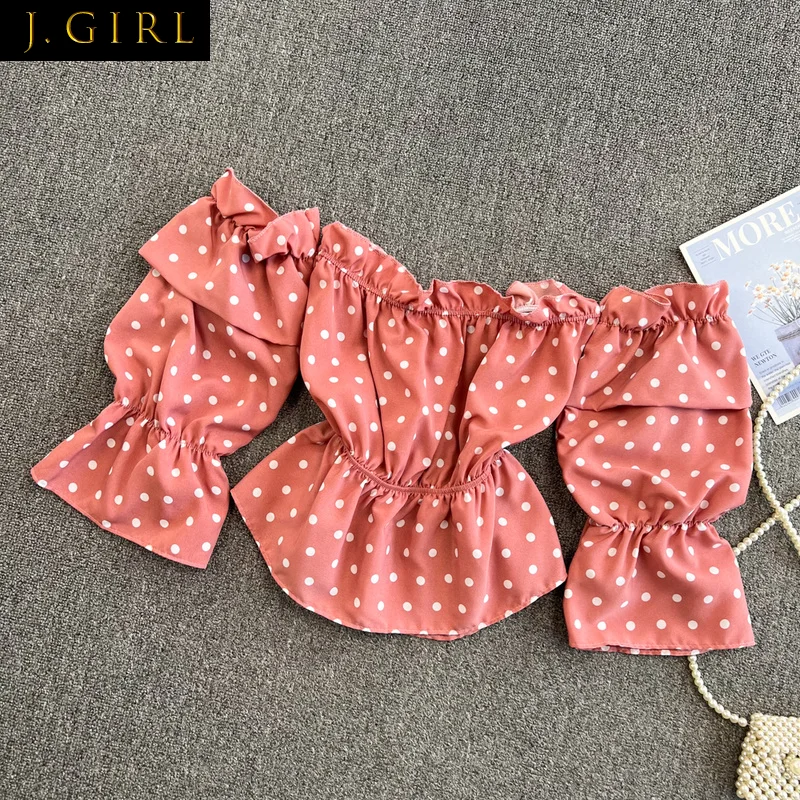 J GIRLS Women Short Blouse Summer Seaside Vacation Fashion Lantern Sleeve One Shoulder High Waist Ruffle Navel Chiffon Shirt
J GIRLS Women Short Blouse Summer Seaside Vacation Fashion Lantern Sleeve One Shoulder High Waist Ruffle Navel Chiffon Shirt