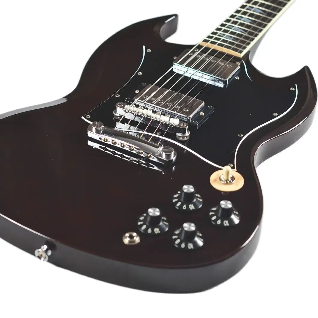 Винно-красная стандартная электрогитара SG, грифельная доска из розового дерева, хромированная фурнитура
Винно-красная стандартная электрогитара SG, грифельная доска из розового дерева, хромированная фурнитура