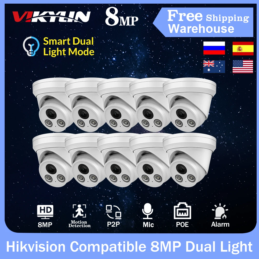 8MP HD POE Turret Camera Dual Intelligent Warm Light Lamp Day and Night Full-Color MIC Human Detection Hikvision Compatible IPC
8MP HD POE Turret Camera Dual Intelligent Warm Light Lamp Day and Night Full-Color MIC Human Detection Hikvision Compatible IPC