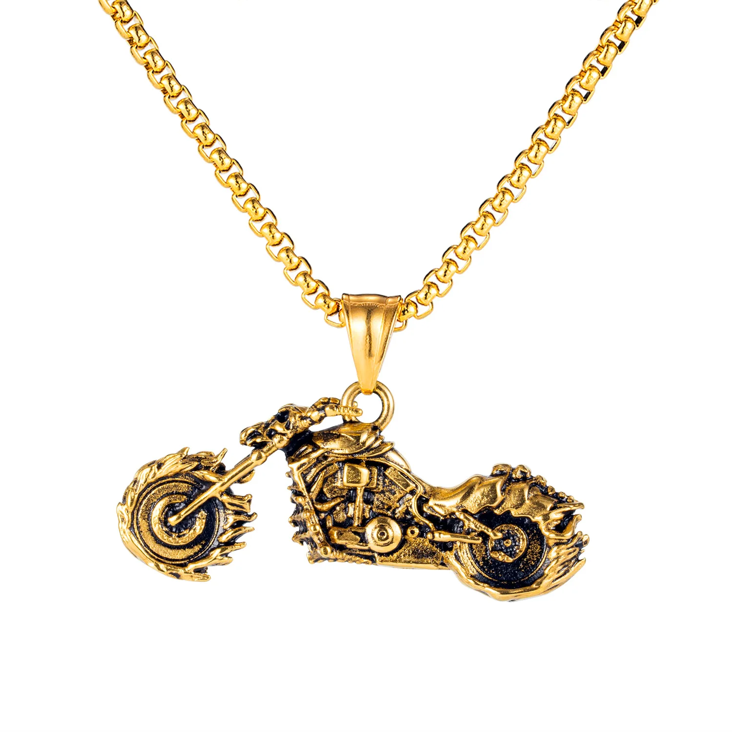 Punk Necklace Titanium Steel Skull Cast Motorcycle Pendant Fashionable Male Pendant Accessories
Punk Necklace Titanium Steel Skull Cast Motorcycle Pendant Fashionable Male Pendant Accessories
