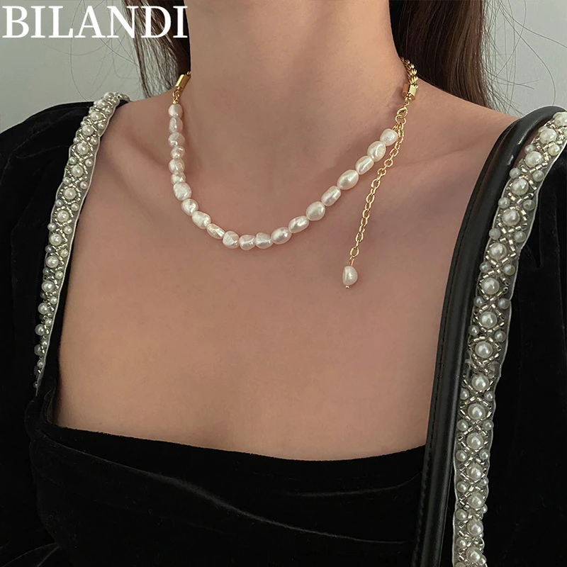 Bilandi Fashion Jewelry Natural Freshwater Pearl Necklace Popular Style One Layer Chain Necklace For Women Gifts 
Bilandi Fashion Jewelry Natural Freshwater Pearl Necklace Popular Style One Layer Chain Necklace For Women Gifts