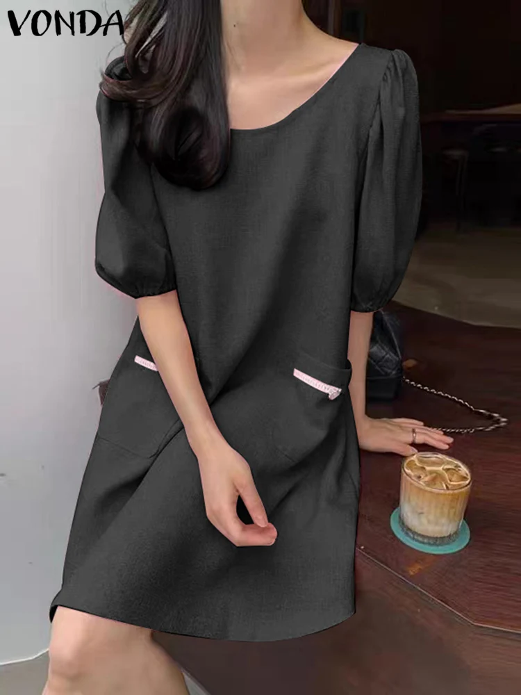 Bohemian Women Mini Dress 2022 VONDA Elegant Summer Short Puff Sleeve Pleated Party Sundress Casual O Neck Short Beach Vestidos
Bohemian Women Mini Dress 2022 VONDA Elegant Summer Short Puff Sleeve Pleated Party Sundress Casual O Neck Short Beach Vestidos