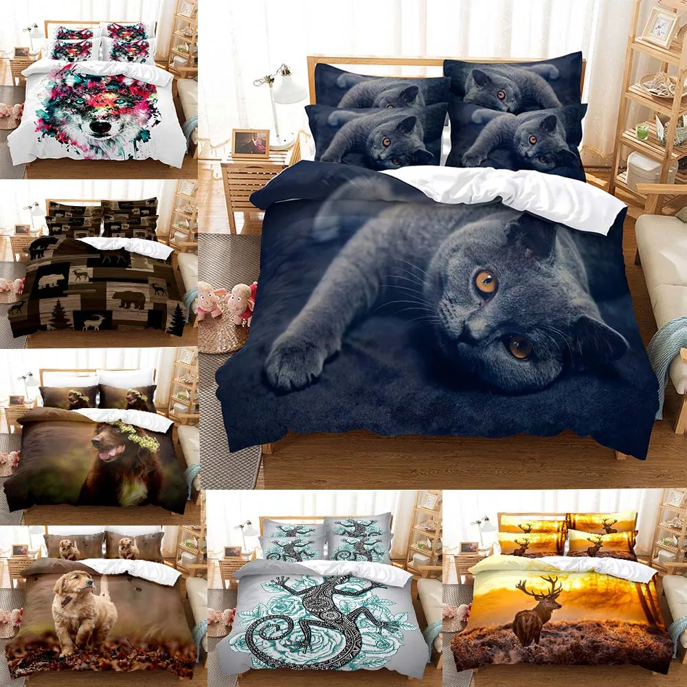 Juego de cama de lino con estampado de animales para niños y adultos, edredón de lujo con estampado de perro y gato, tamaño King
Juego de cama de lino con estampado de animales para niños y adultos, edredón de lujo con estampado de perro y gato, tamaño King
