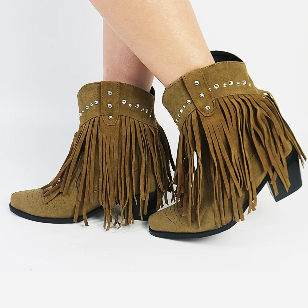 Cowboy Women Western Boots 2023 Spring Summer Flock Fringes Cool Ankle Boots Slip On Fashion Comfy Chunky Heels Cowgirl Shoes
Cowboy Women Western Boots 2023 Spring Summer Flock Fringes Cool Ankle Boots Slip On Fashion Comfy Chunky Heels Cowgirl Shoes