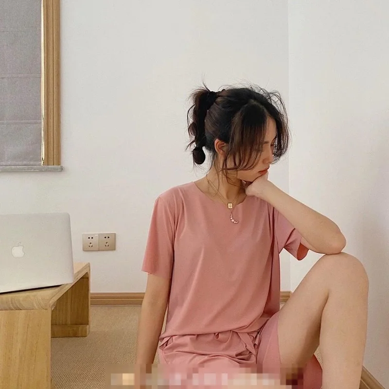 Modal Pajamas Women Sleepwear Pijama Female Summer Short-sleeve Shorts Pyjamas Two-piece Suit Large Size Loose Home Clothes E91
Modal Pajamas Women Sleepwear Pijama Female Summer Short-sleeve Shorts Pyjamas Two-piece Suit Large Size Loose Home Clothes E91