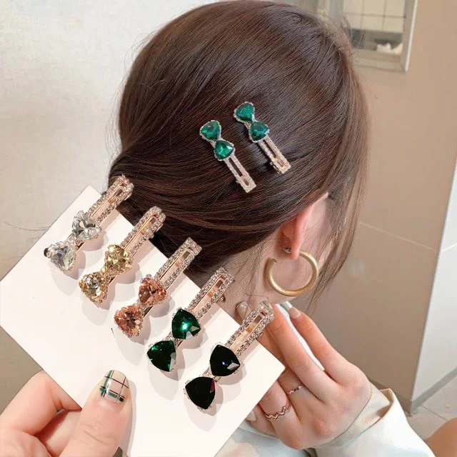 

Korean Bow Rhinestone Hairpins Barrette Women Vintage Trendy Crystal Duckbill Hair Clip Hairgrips Hair Accessories Jewelry