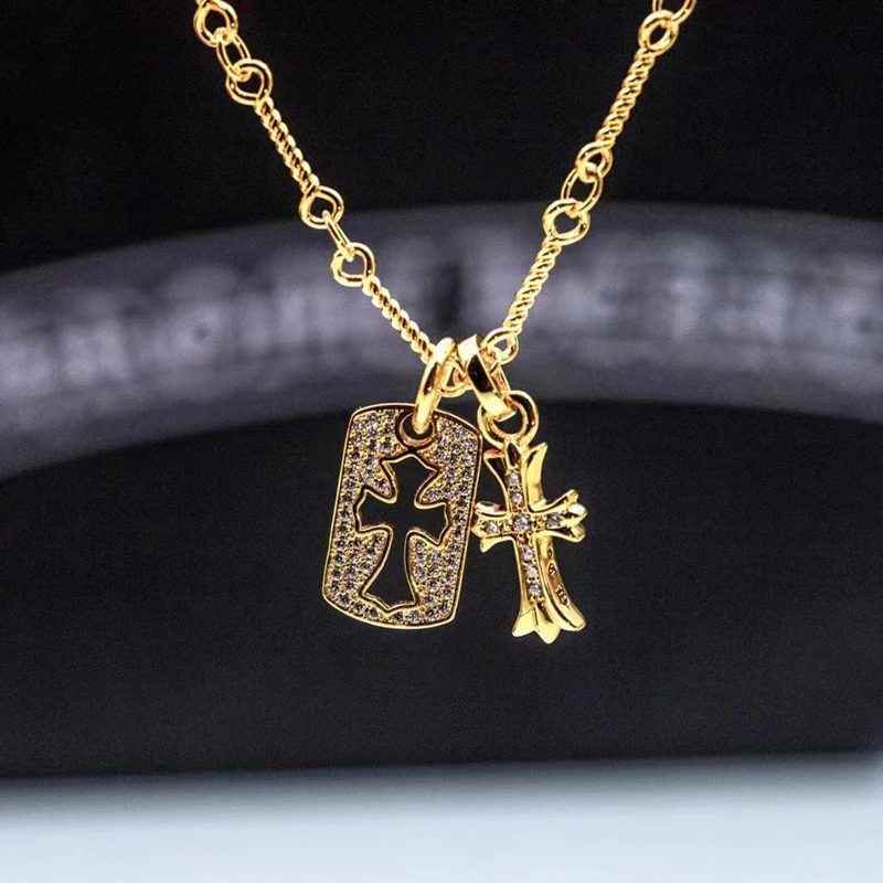 Seiko double cross necklace plated 22K gold net red hip-hop tide same men's and women's couple sweater chain
Seiko double cross necklace plated 22K gold net red hip-hop tide same men's and women's couple sweater chain