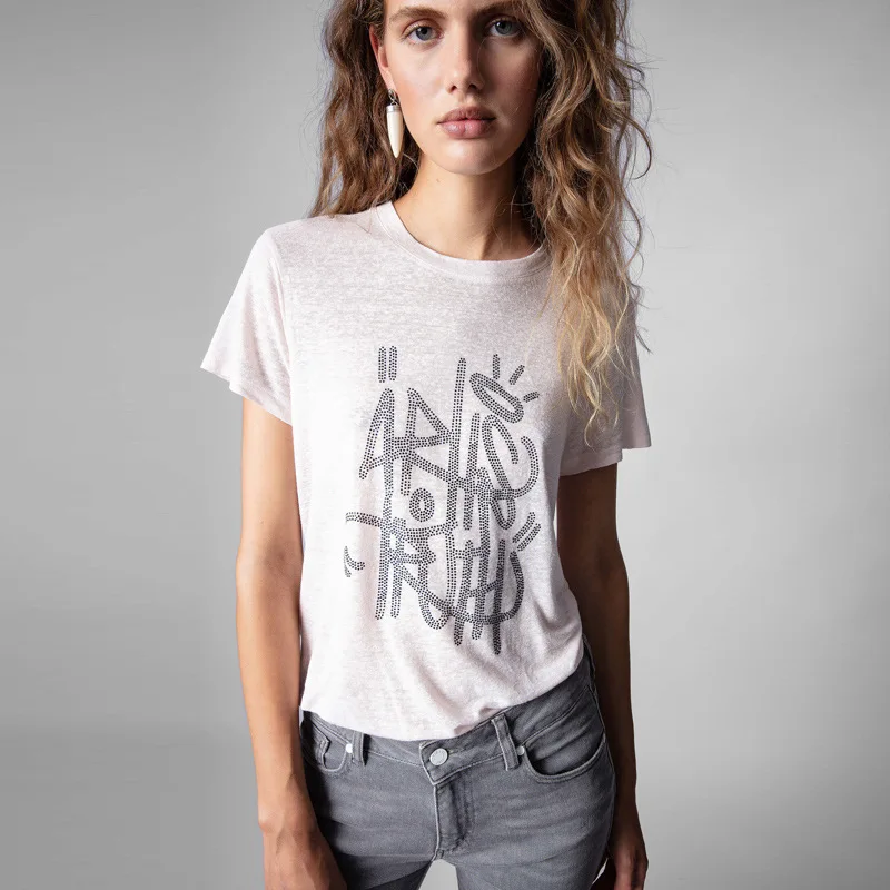 22 Fashion Classic Trendy luxury design Summer New Female Letter Hot Drill Linen Pink Round Neck Short Sleeve T-shirt Female
22 Fashion Classic Trendy luxury design Summer New Female Letter Hot Drill Linen Pink Round Neck Short Sleeve T-shirt Female