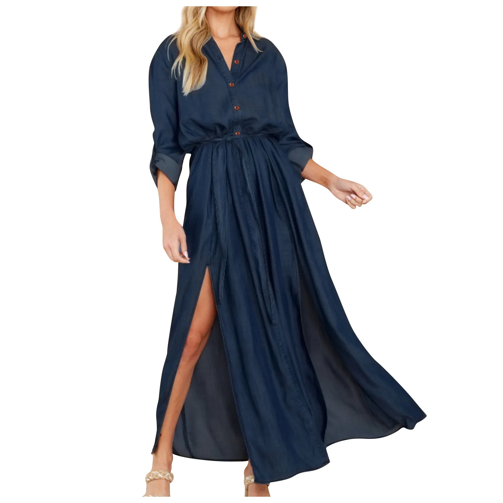 Women's Fashion Casual Shirt Dress Sexy Long Sleeve Slit Denim Dress vestidos de mujer casual 2022 платье летнее женское
Women's Fashion Casual Shirt Dress Sexy Long Sleeve Slit Denim Dress vestidos de mujer casual 2022 платье летнее женское