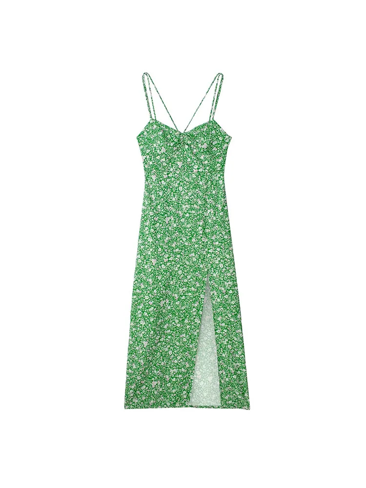 Women 2023 Spring New Chic Fashion Printing Corset Midi Dress Vintage Sleeveless Slit Backless Thin Straps Female Dresses
Women 2023 Spring New Chic Fashion Printing Corset Midi Dress Vintage Sleeveless Slit Backless Thin Straps Female Dresses