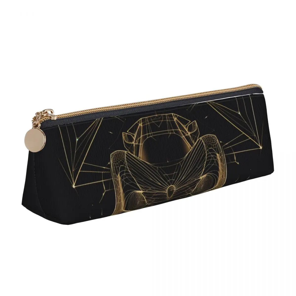 

Dazzling Sports Car Triangle Pencil Case Astro Geometry Minimalist Art Cute Zipper Pencil Box Boy Girl College Leather Pen Bags