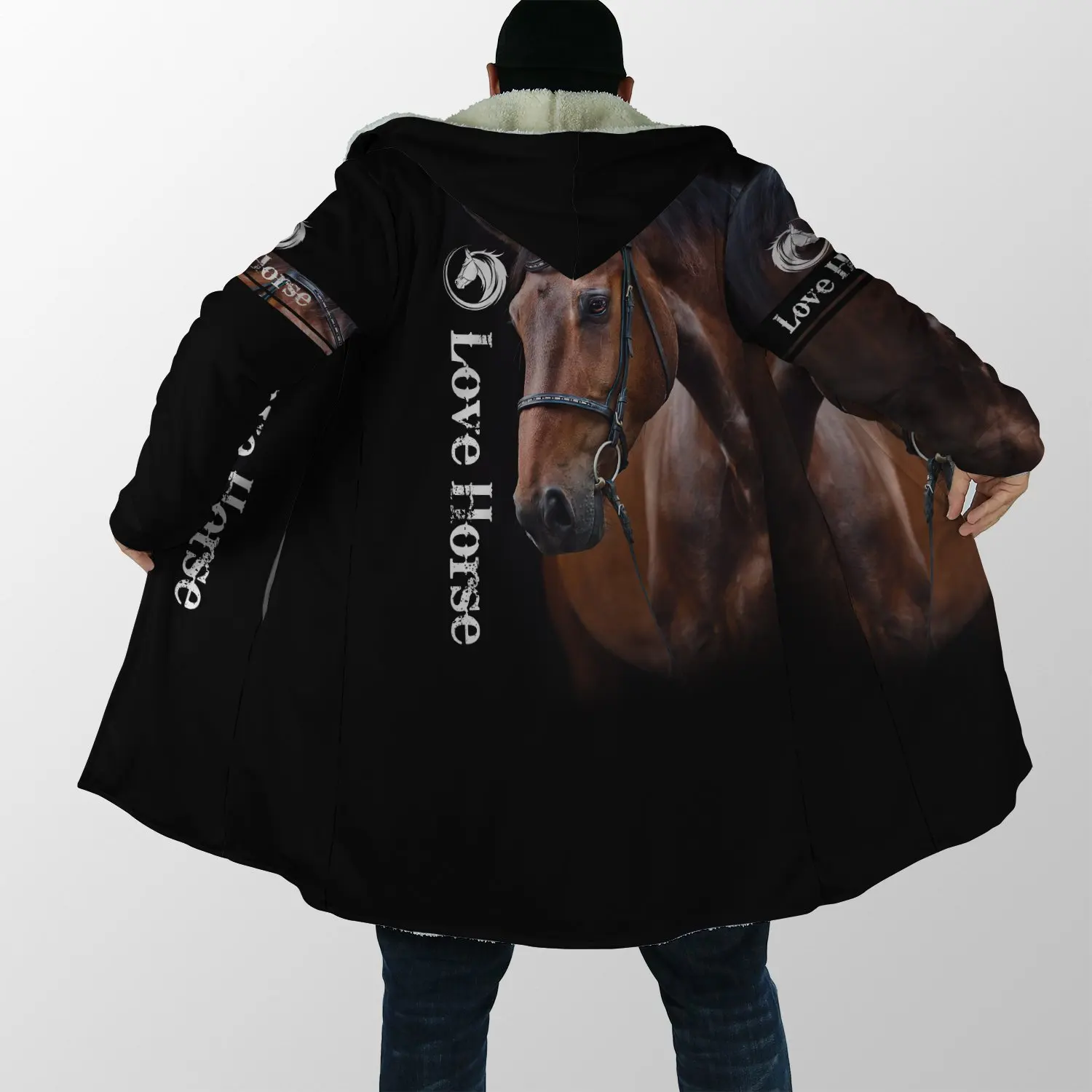 Drop shipping Winter Mens Cloak Animal Love Horse 3D Printing Fleece Hooded cloak Unisex Casual Thick Warm Cape coat CH48
Drop shipping Winter Mens Cloak Animal Love Horse 3D Printing Fleece Hooded cloak Unisex Casual Thick Warm Cape coat CH48