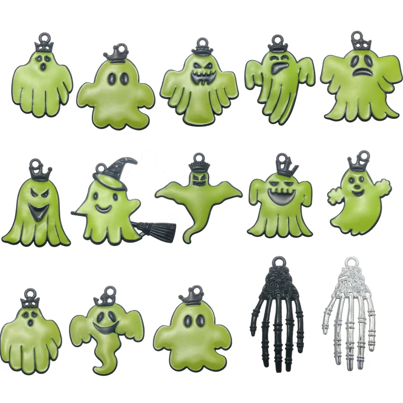 Trendy 10pcs/lot Green Black Halloween Charms Ghost Pendant DIY Bracelet Necklace for Jewelry Making Accessories
Trendy 10pcs/lot Green Black Halloween Charms Ghost Pendant DIY Bracelet Necklace for Jewelry Making Accessories