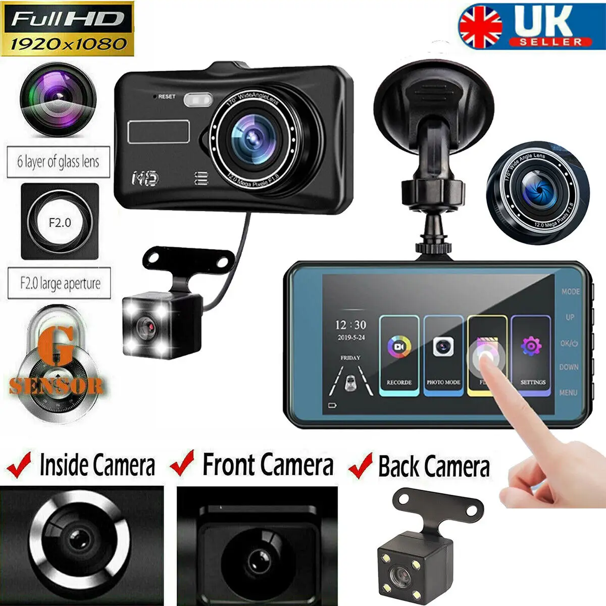 1080P HD Car DVR Dash Cam Video Camera Front Rear Dual Lens Driving Recorder Dash Cam Wide Angle Night Vision Driver Recorder 
1080P HD Car DVR Dash Cam Video Camera Front Rear Dual Lens Driving Recorder Dash Cam Wide Angle Night Vision Driver Recorder