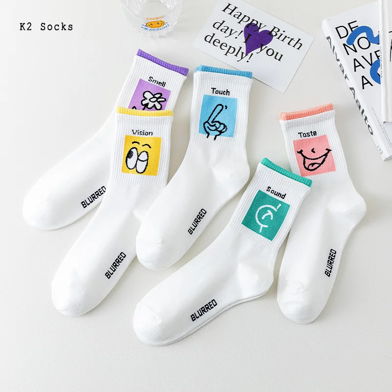 New Fresh Funny Cartoon Graffiti Long Socks Cotton Harajuku White Fashion Streetwear Breathable Expression Soft Girl Women Socks
New Fresh Funny Cartoon Graffiti Long Socks Cotton Harajuku White Fashion Streetwear Breathable Expression Soft Girl Women Socks