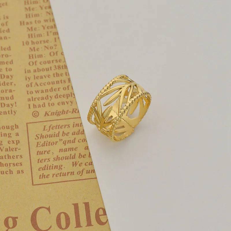 High Quality Gold Plated Men's Ring Stainless Steel Jewelry Open Size Maple Ring Women's Birthday Valentine's Day Gift
High Quality Gold Plated Men's Ring Stainless Steel Jewelry Open Size Maple Ring Women's Birthday Valentine's Day Gift