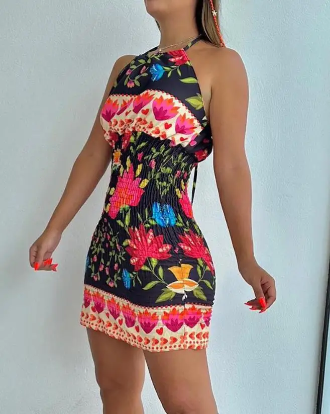 Women's Dresses 2023 Summer New Fashion Sexy Casual Hot Sleeveless Floral Print Shirred Halter Bodycon Skinny Mini Dress
Women's Dresses 2023 Summer New Fashion Sexy Casual Hot Sleeveless Floral Print Shirred Halter Bodycon Skinny Mini Dress